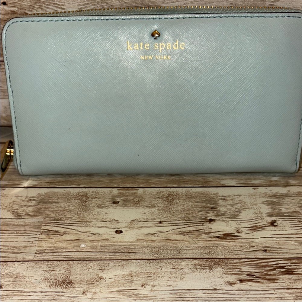 Kate Spade Blue Wallet Smooth Leather Zip-Around